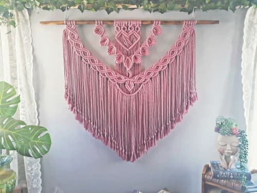 Large Shell Pattern Macrame Wall Hanging for Home Decor | Wall Hangings by Desert Indulgence | Desert Indulgence in Golden Valley. Item composed of cotton and fiber in boho style