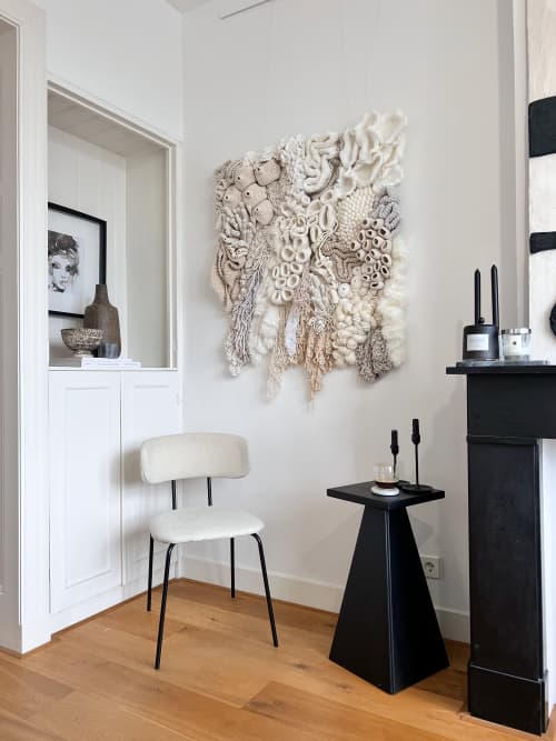 Neutral Textile Wall Sculpture Soft Fiber Art Decor | Tapestry in Wall Hangings by Anna Baranova Art. Item made of cotton with fiber works with contemporary & modern style