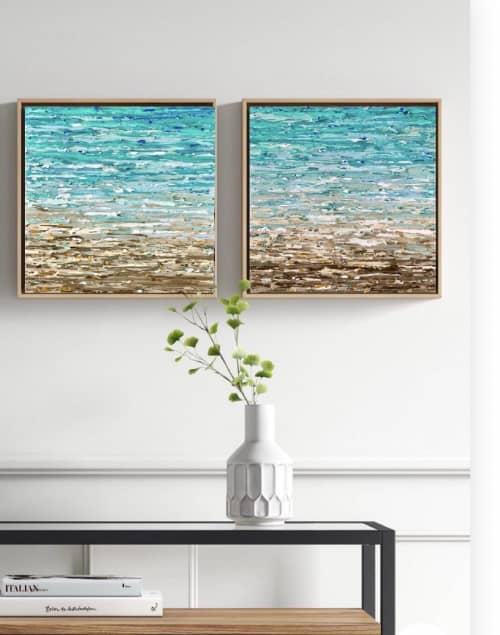 Blue Rays | Oil And Acrylic Painting in Paintings by DANIELA PASQUALINI. Item composed of synthetic