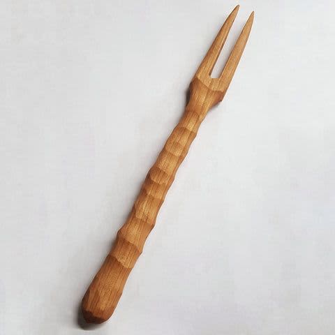 Meat Fork 2 Pronged | Serving Utensil in Utensils by Wild Cherry Spoon Co.. Item composed of wood in minimalism or country & farmhouse style