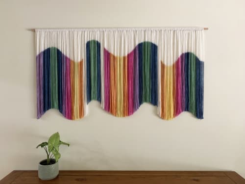 CANDY AURORA Rainbow Multicolor 3D effect Wall Tapestry | Macrame Wall Hanging in Wall Hangings by Wallflowers Hanging Art. Item composed of oak wood & wool compatible with boho and mid century modern style