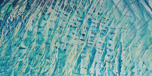 Water IV | Oil And Acrylic Painting in Paintings by Anne Blenker | Serafina Beach Hotel in San Juan. Item made of canvas with synthetic