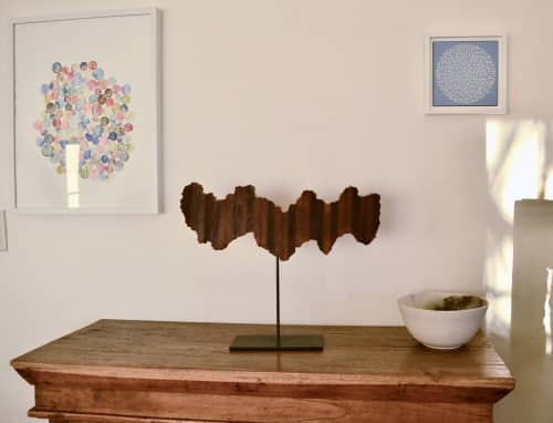 About Time - Small Wood Sculpture | Sculptures by Lutz Hornischer - Sculptures in Wood & Plaster. Item composed of wood and steel in minimalism or contemporary style