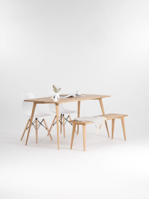 YRKE - Dining table with bench dining table set, solid oak | Tables by Mo Woodwork. Item composed of oak wood