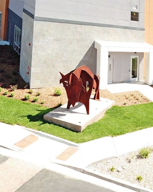 Wild Bill Bison | Public Sculptures by John Randall Nelson | Element Boulder Superior in Superior. Item made of steel
