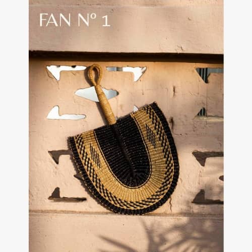 Black/Natural Woven Fans | Ornament in Decorative Objects by AKETEKETE. Item made of fiber works with boho & minimalism style