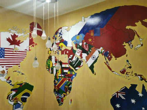 World Map with nations flag | Murals by CHRISTIAN HERNANDEZ | Laguna BelAir 2 in Santa Rosa. Item composed of synthetic