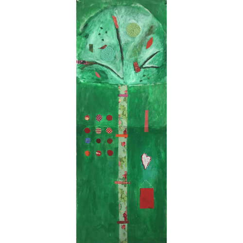 Tree of Life Series: Green Arch | Mixed Media by Pam (Pamela) Smilow. Item composed of paper