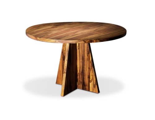 Single Pedestal Argentine Rosewood Round Table by Costantini | Dining Table in Tables by Costantini Design. Item composed of wood