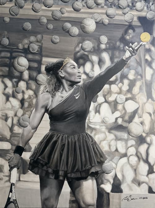Serving Gold | Drawing in Paintings by Bringing Life To Art LLC (B.A.T.L. LLC). Item composed of wood and canvas in contemporary style
