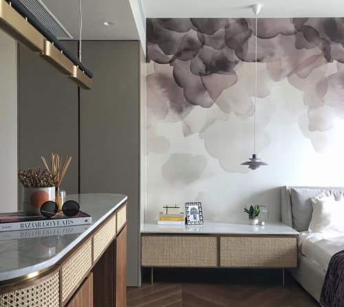 Bloom Wallpaper - Plum | Wall Treatments by Emma Hayes. Item made of fabric with paper