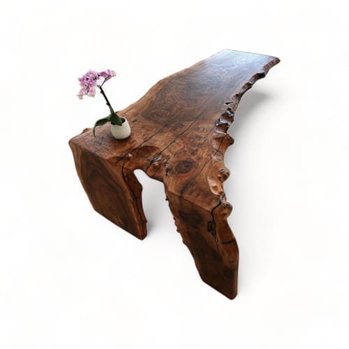 Walnut Burl Live Edge Waterfall Large Desk by Lumberlust Designs