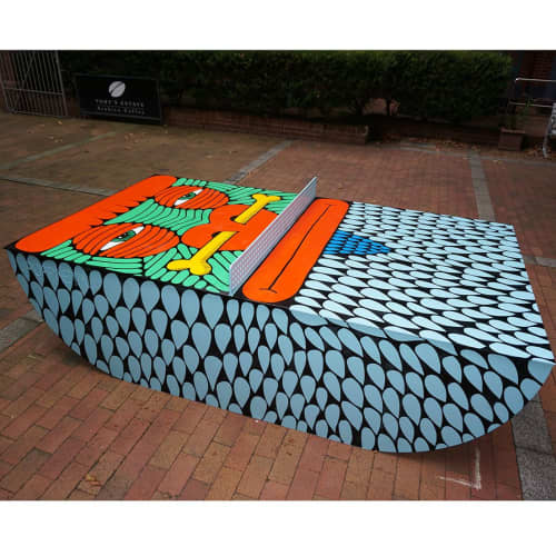 Gorilla Ping pong table | Street Murals by Mulga. Item made of synthetic