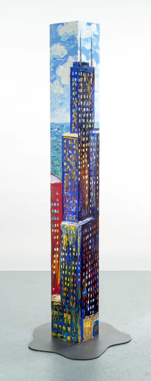 Free Standing Urban Tower | Oil And Acrylic Painting in Paintings by Sue Averell. Item made of wood with steel