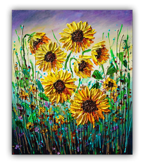 Summer Sunflowers | Oil And Acrylic Painting in Paintings by DaggArt. Item composed of canvas