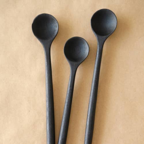 Handcarved Charred Big Coffee Spoon | Utensils by Creating Comfort Lab. Item composed of wood