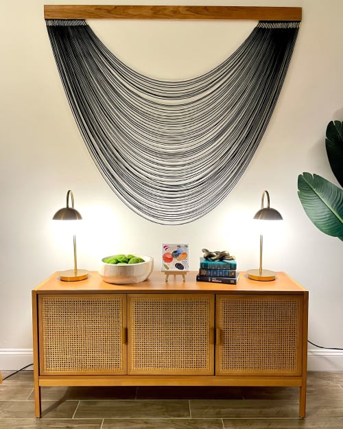 Black Necklace - Macrame Wall hanging | Wall Hangings by HILO Fiber Art. Item made of oak wood with cotton