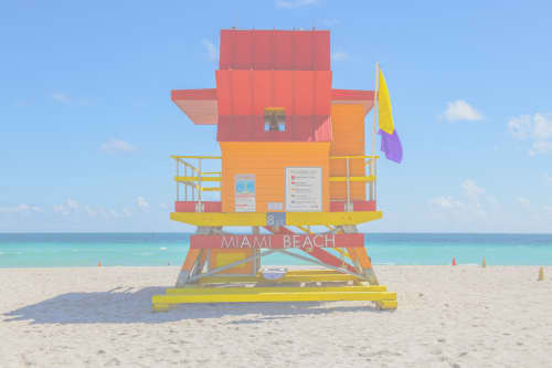 8th Street-Miami Lifeguard Chair (Pink) | Photography by Richard Silver Photo. Item made of paper works with contemporary & coastal style