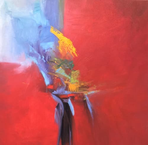 Intensely Fanciful Oil Contemporary Abstract | Oil And Acrylic Painting in Paintings by Strokes by Red - Red (Linda Harrison). Item made of canvas