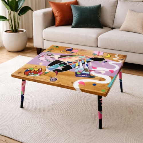 Handmade Colorful Resin Wood Coffee Table, Modern Abstract | Tables by Epoxy Coffee Table Shop