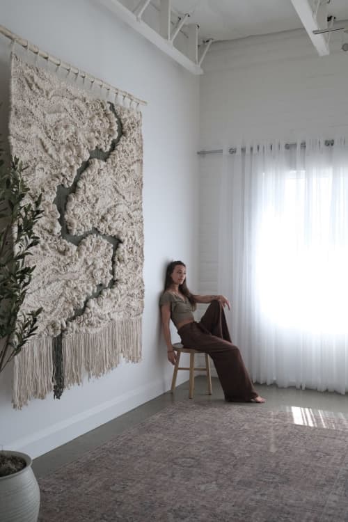 Organic Modern Woven Wall Art – Customizable Design- "Yaima" | Tapestry in Wall Hangings by Rebecca Whitaker Art. Item composed of wood and cotton in boho or japandi style