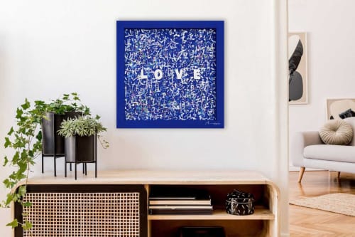 Love majorelle - Original mixed media painting | Mixed Media by Xiaoyang Galas. Item made of wood with synthetic works with contemporary & art deco style