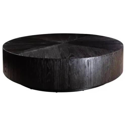 Segmented Round Black Oak Coffee Table | Tables by Aeterna Furniture. Item composed of oak wood