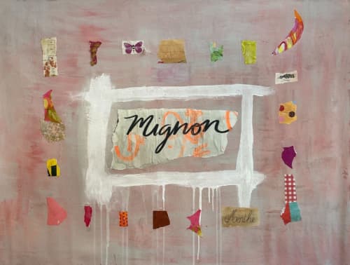 Words for the World Series: Mignon | Mixed Media by Pam (Pamela) Smilow. Item made of canvas