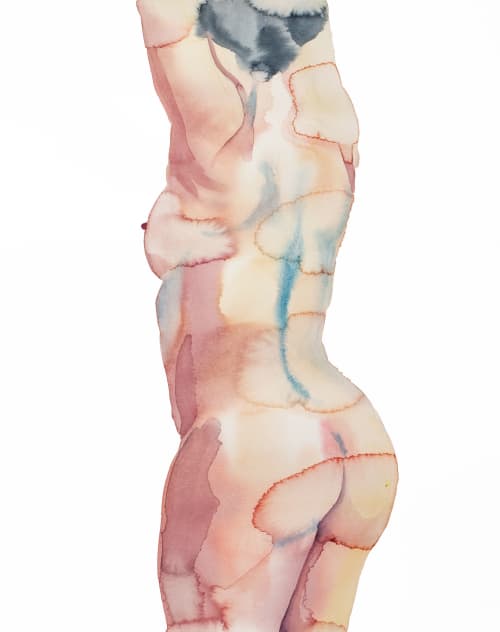 Nude No. 123 : Original Watercolor Painting | Paintings by Elizabeth Becker. Item made of paper compatible with minimalism and contemporary style