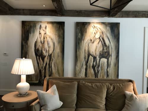 "Jess' Horses" | Oil And Acrylic Painting in Paintings by Bonnie Beauchamp Cooke. Item composed of synthetic