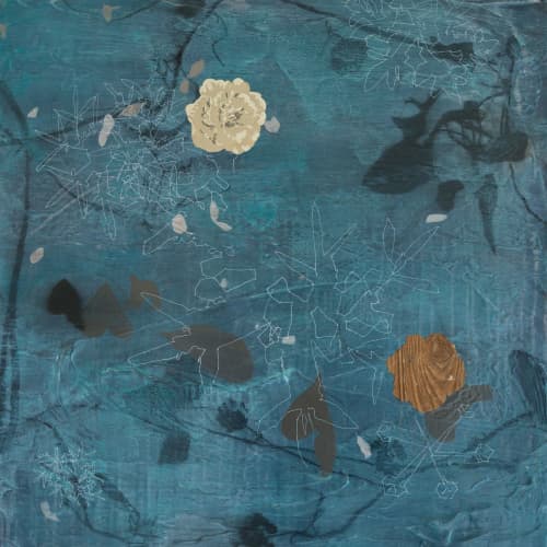 Crow Egg, Wood Rose, Water | Oil And Acrylic Painting in Paintings by Anna Jaap Studio. Item composed of canvas and synthetic