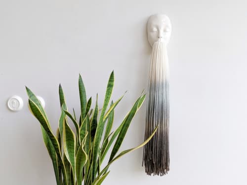 Minimal Face Tassel - blue | Macrame Wall Hanging in Wall Hangings by Kat | Home Studio. Item composed of fabric & fiber compatible with minimalism and industrial style