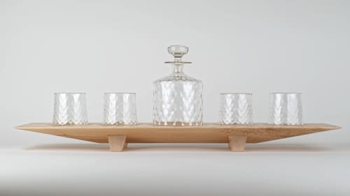 Quilted Whiskey Set on Maple Base | Bar Accessory in Drinkware by Seaworthy. Item made of maple wood with glass
