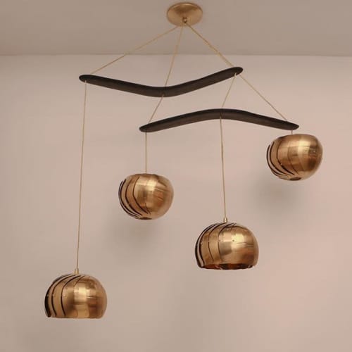 Iris Chandelier | Chandeliers by lightexture. Item made of wood with brass works with boho & minimalism style