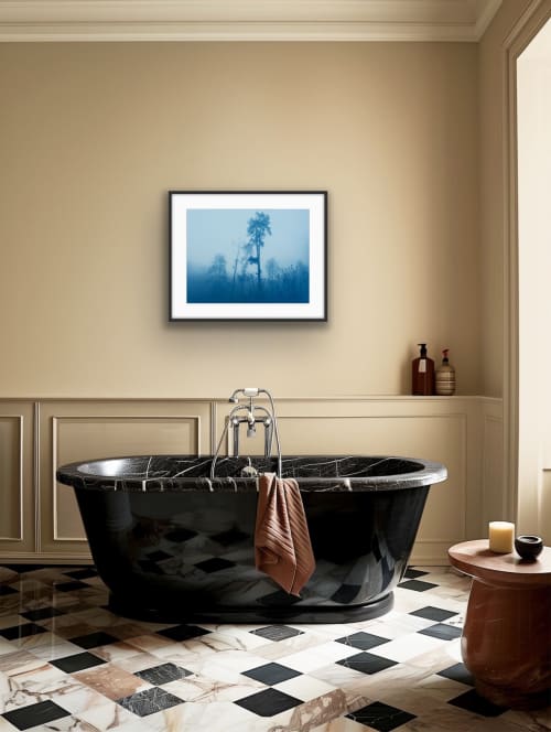 Thistles and Pines (18 x 24" unframed hand-printed cyanotype | Photography by Christine So. Item composed of paper in coastal or rustic style