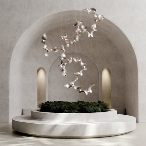 Dune 16 Spiral | Chandeliers by MOSS Objects. Item made of aluminum works with minimalism & contemporary style