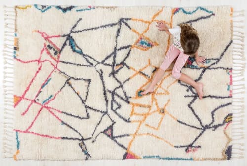 "Positions" - morrocan handmade rug | Area Rug in Rugs by Johanna Boccardo. Item made of wool with fiber