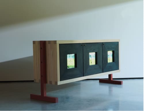 Valentine Credenza | Storage by Oxford Street Furniture. Item made of oak wood with brass