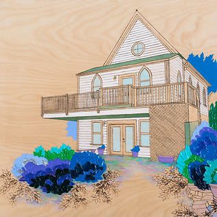 Chapel House | Oil And Acrylic Painting in Paintings by Elizabeth Gahan. Item composed of wood & synthetic