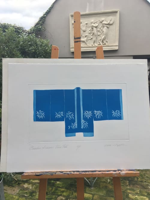 Blue Bright Bamboo Kimono | Prints by Anna Toppin. Item composed of paper