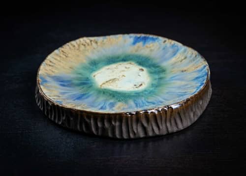 Textured Plate from Black Clay | Dinnerware by Pottery & Poetry