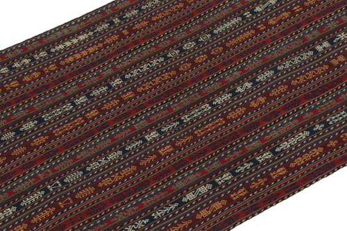 Vintage Shahsavan Persian Jajim Kilim runner in Red, Blue | Area Rug in Rugs by Rug and Kilim