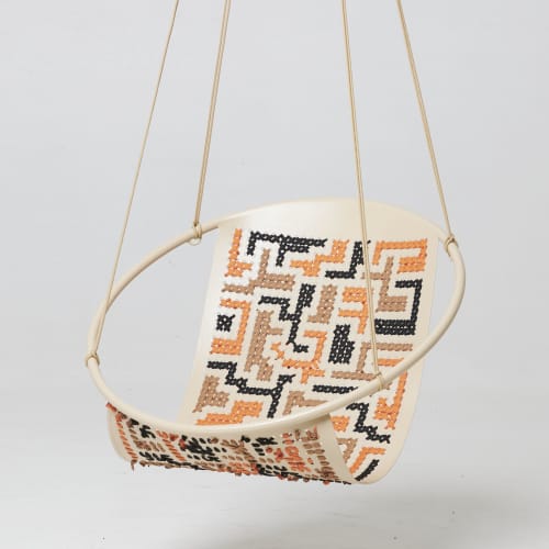 Studio Stirling Embroidery Swing Chair | Chairs by Studio Stirling. Item composed of steel
