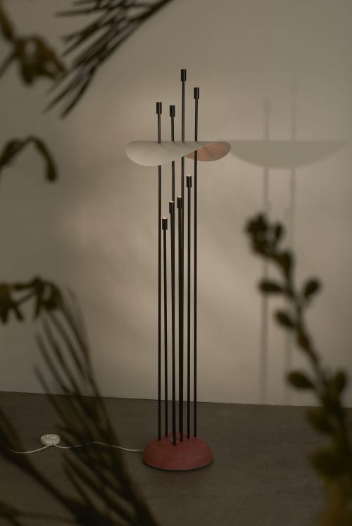Ida Floor Lamp - Sculptural, Up / Down light | Lamps by Sara Schoenberger. Item made of metal with concrete works with mid century modern & contemporary style