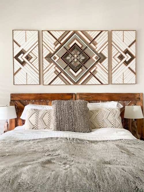 Triptych Wood Wall Mosaic by BIRCH + BLOOM | Wescover Art