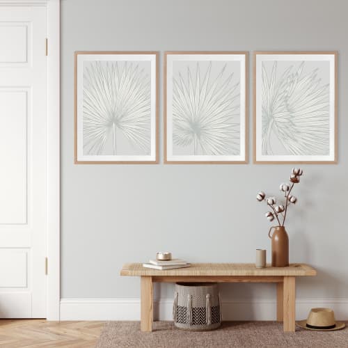 Nobilis Palm - 1 & 2 & 3 - Tide - Framed Art | Prints by Patricia Braune. Item made of canvas & paper