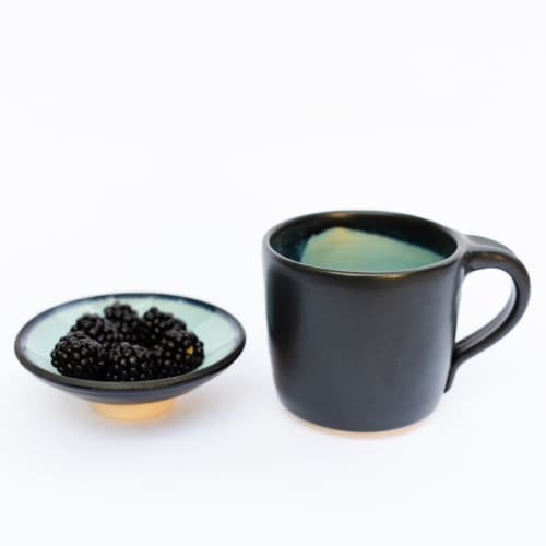 Black and Turquoise Modern Coffee Mug | Drinkware by Tina Fossella Pottery. Item composed of stoneware compatible with modern style