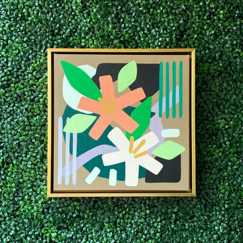 GARDEN PARTY | Oil And Acrylic Painting in Paintings by Leslie Phelan Mural Art + Design. Item composed of canvas