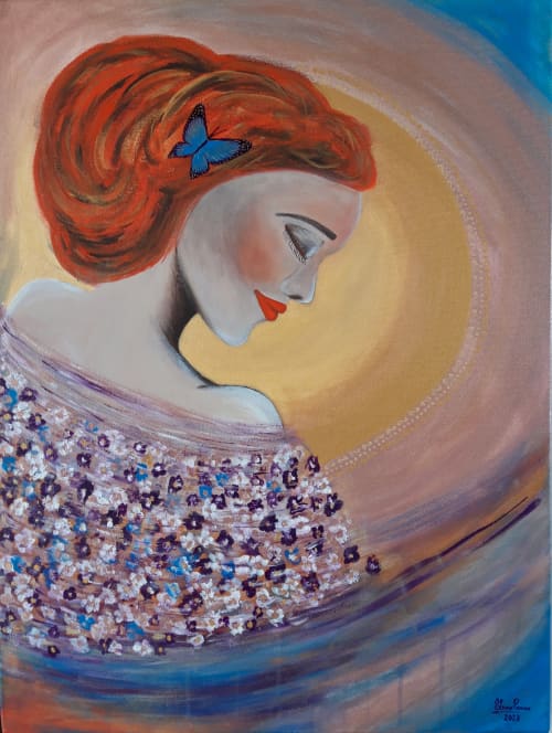 El canto de una mariposa, me enseña a escuchar | Oil And Acrylic Painting in Paintings by Elena Parau. Item made of canvas works with contemporary & country & farmhouse style