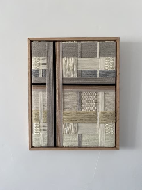 Woven Wall Art Frame -Masonry 001 | Wall Sculpture in Wall Hangings by Anita Meades. Item made of oak wood with canvas works with minimalism & contemporary style